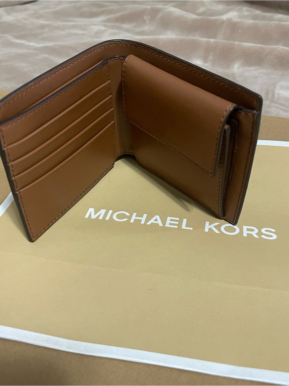 Michael Kors Men's Cognac Leather Card & Coin Wallet